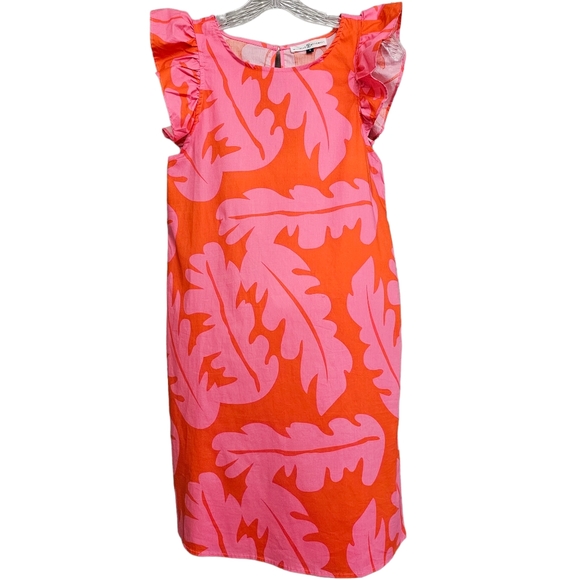 Nwot Michelle McDowell  Orange/Pink Cap Sleeve Leaf Shift Dress - Picture 15 of 15